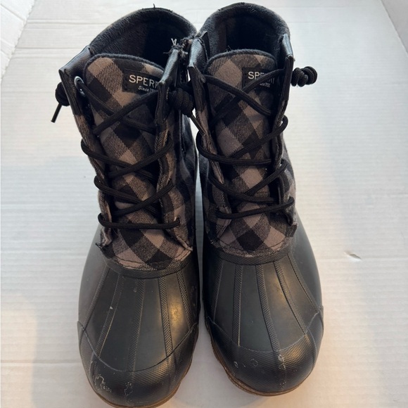 Sperry Syren Gulf Black Gray Plaid Duck Boots Women’s 9.5 Gorpcore Cabin Flannel - Picture 5 of 10
